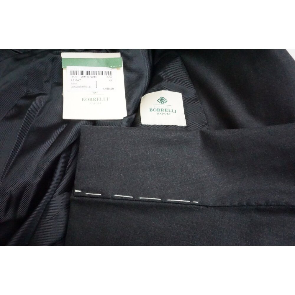 Borrelli Napoli Nerano Gray Wool 2 Pc Suit Jacket Pants 38 BRAND NEW